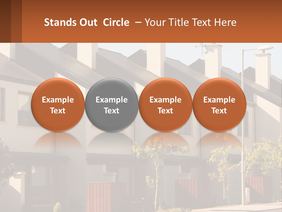 A Row Of White Houses With Brown Trim PowerPoint Template