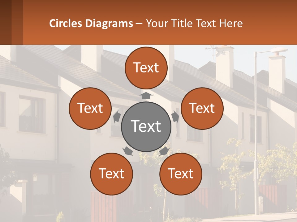 A Row Of White Houses With Brown Trim PowerPoint Template