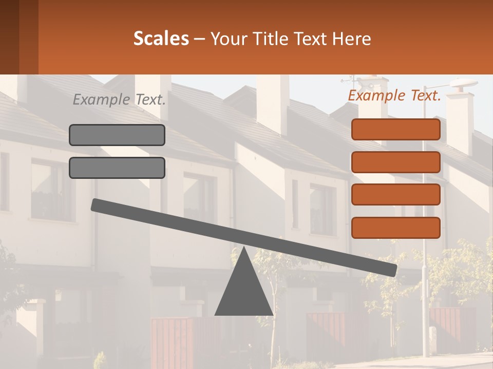 A Row Of White Houses With Brown Trim PowerPoint Template