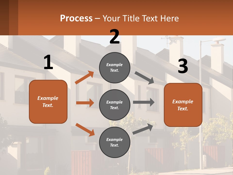A Row Of White Houses With Brown Trim PowerPoint Template