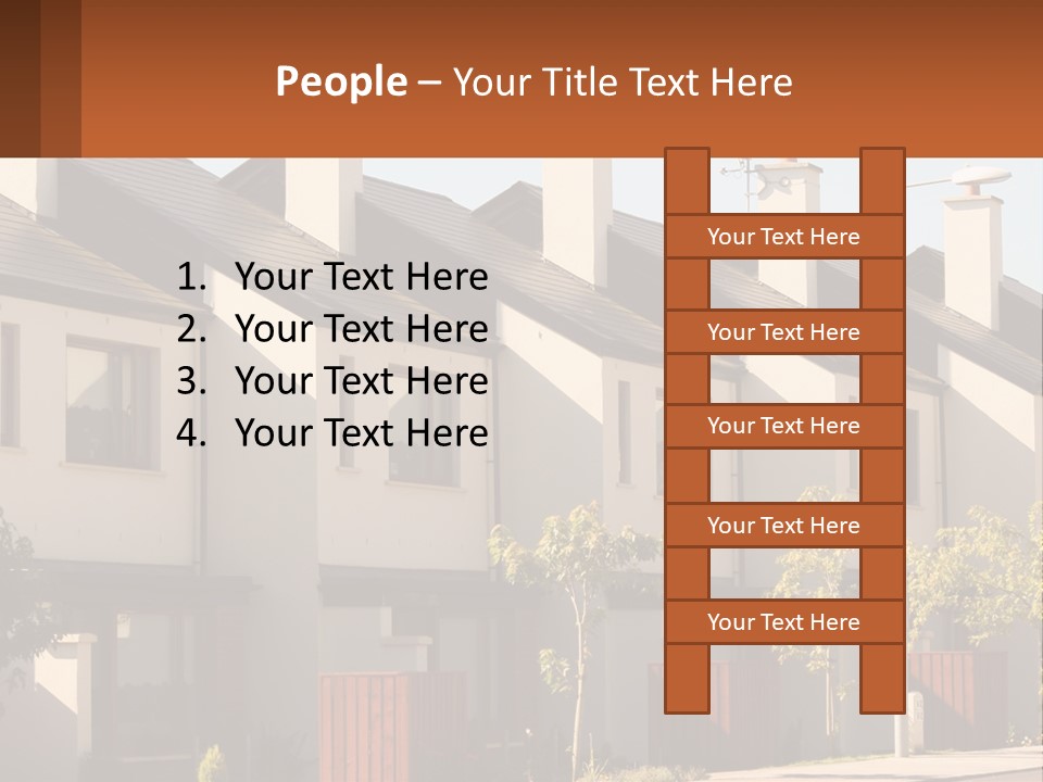 A Row Of White Houses With Brown Trim PowerPoint Template