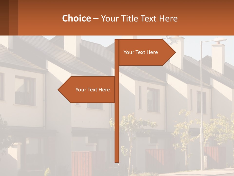 A Row Of White Houses With Brown Trim PowerPoint Template