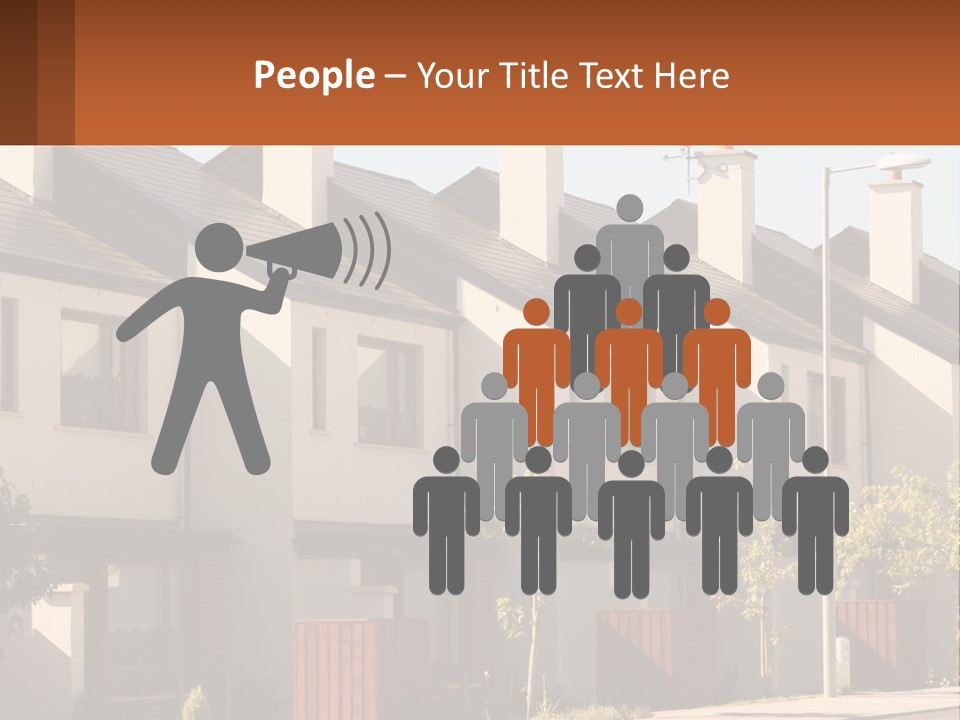 A Row Of White Houses With Brown Trim PowerPoint Template