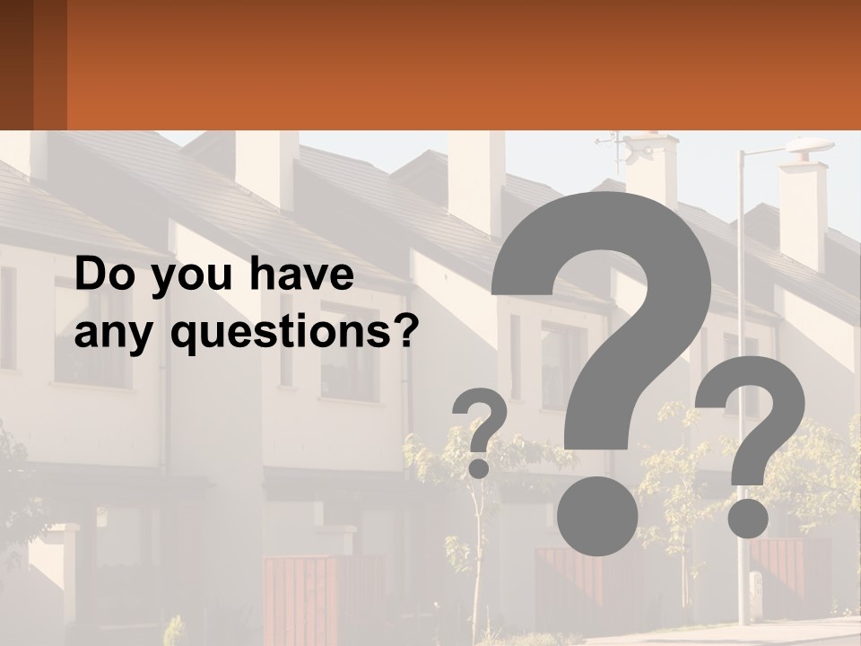 A Row Of White Houses With Brown Trim PowerPoint Template