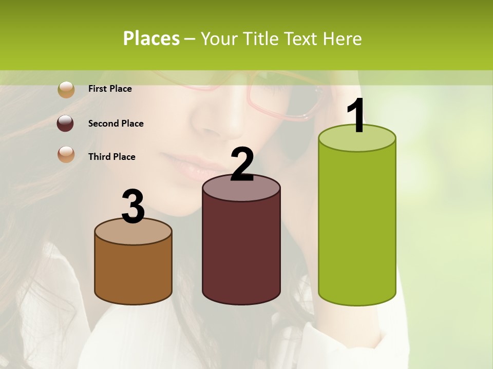 A Woman With Red Glasses Is Holding Her Head PowerPoint Template