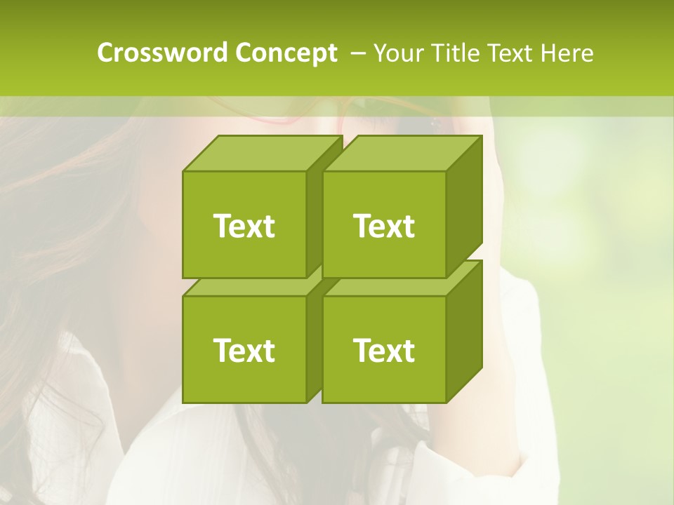 A Woman With Red Glasses Is Holding Her Head PowerPoint Template