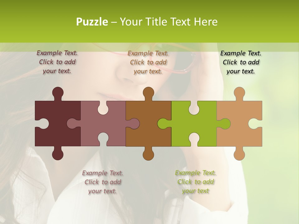 A Woman With Red Glasses Is Holding Her Head PowerPoint Template