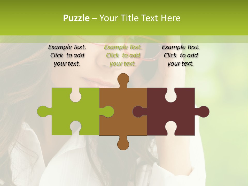 A Woman With Red Glasses Is Holding Her Head PowerPoint Template