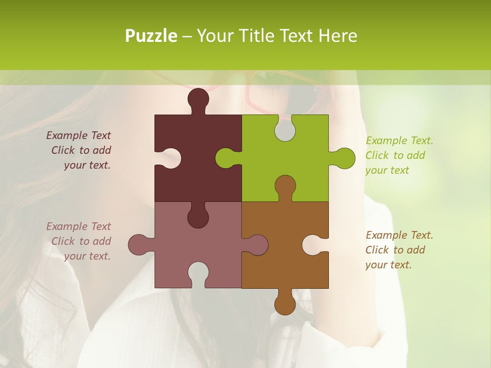 A Woman With Red Glasses Is Holding Her Head PowerPoint Template