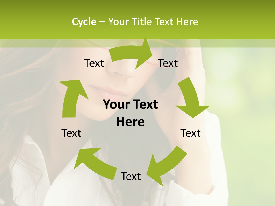 A Woman With Red Glasses Is Holding Her Head PowerPoint Template