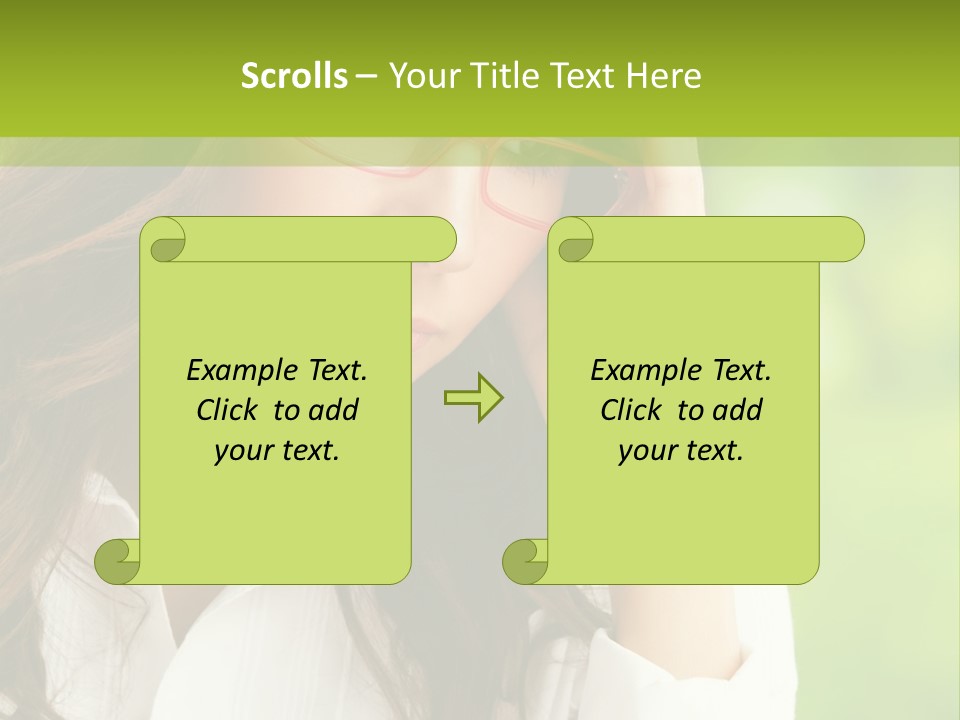 A Woman With Red Glasses Is Holding Her Head PowerPoint Template