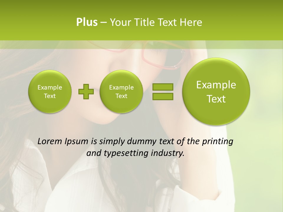 A Woman With Red Glasses Is Holding Her Head PowerPoint Template