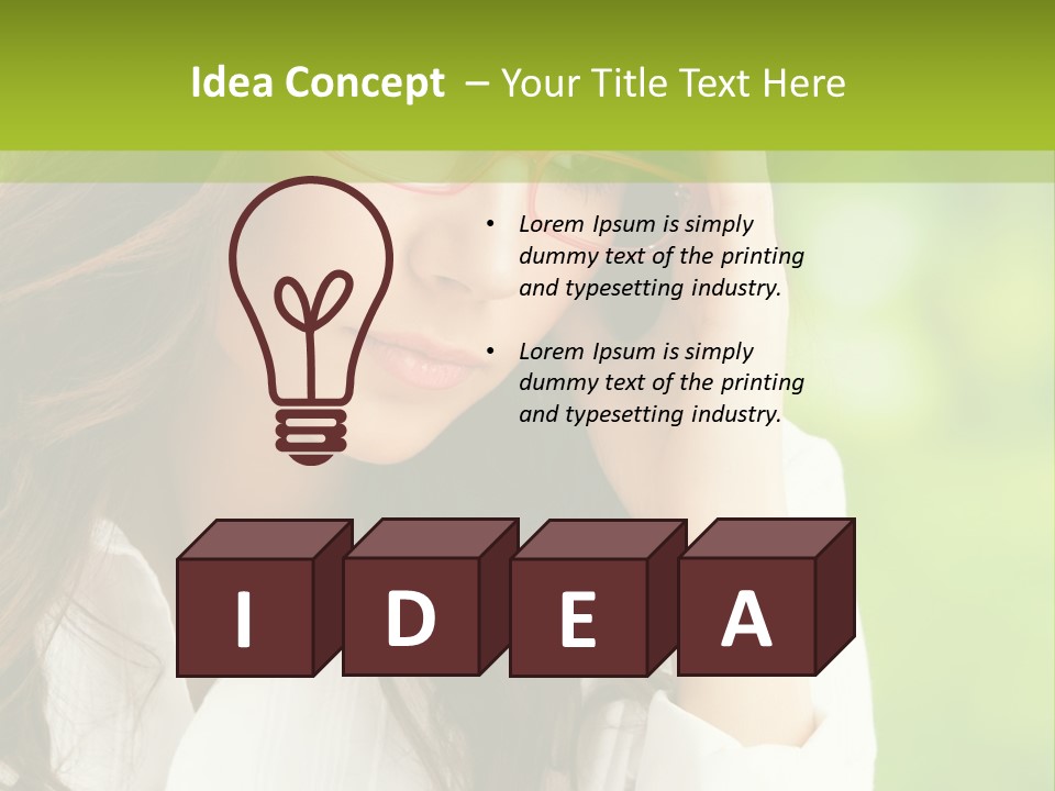 A Woman With Red Glasses Is Holding Her Head PowerPoint Template