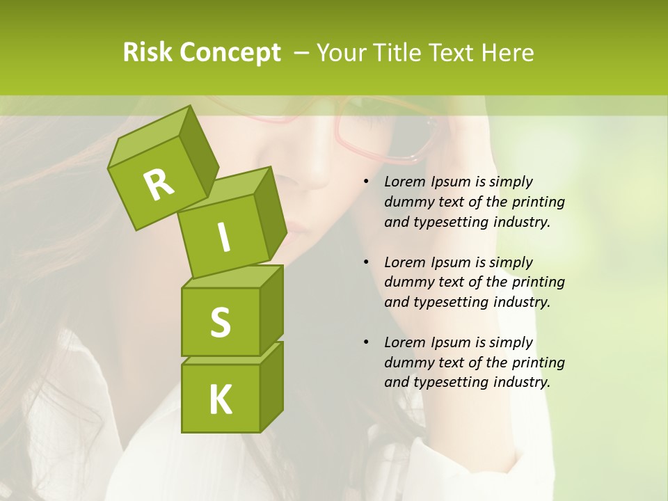 A Woman With Red Glasses Is Holding Her Head PowerPoint Template