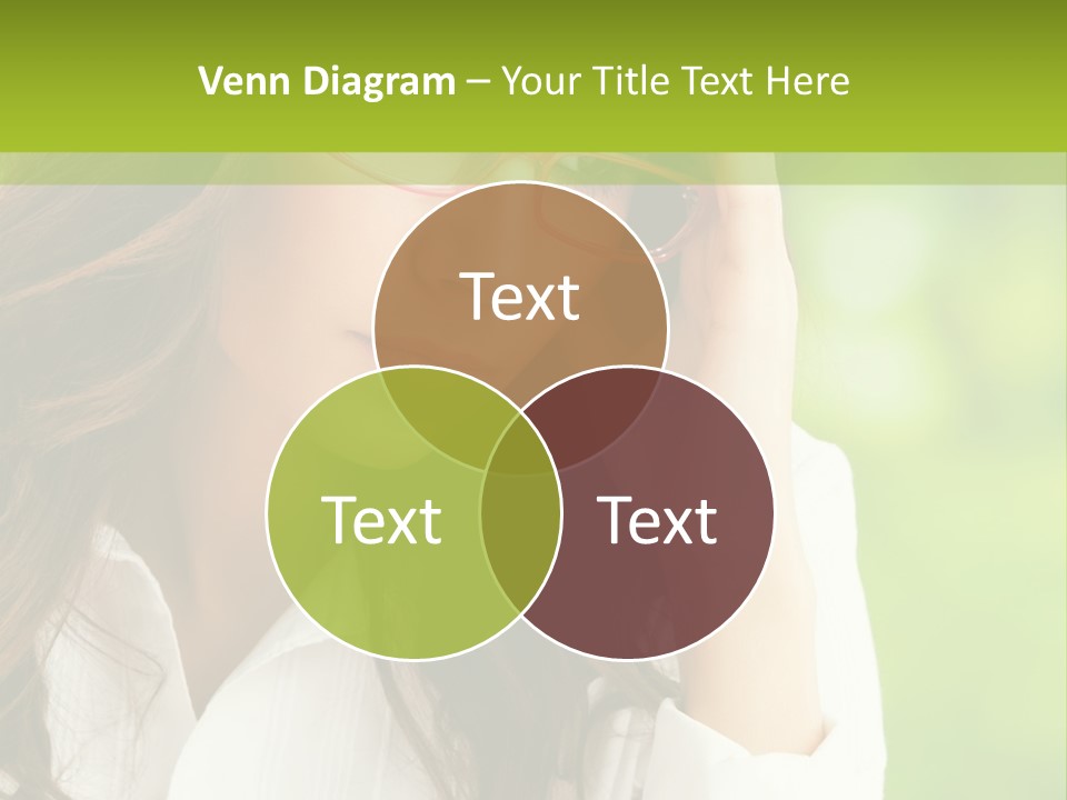 A Woman With Red Glasses Is Holding Her Head PowerPoint Template