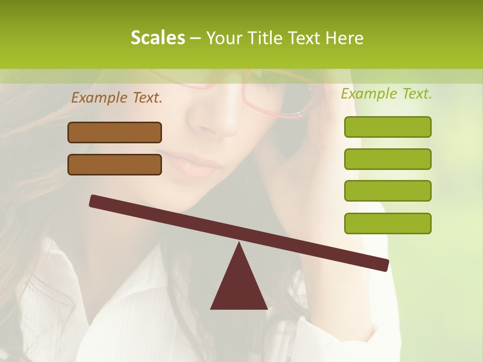 A Woman With Red Glasses Is Holding Her Head PowerPoint Template