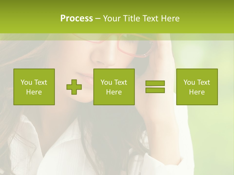 A Woman With Red Glasses Is Holding Her Head PowerPoint Template