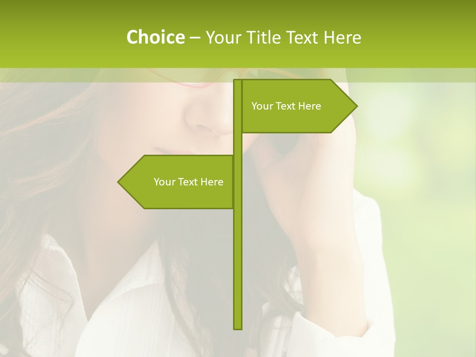 A Woman With Red Glasses Is Holding Her Head PowerPoint Template