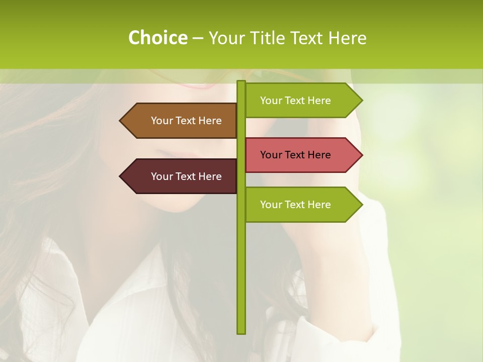 A Woman With Red Glasses Is Holding Her Head PowerPoint Template