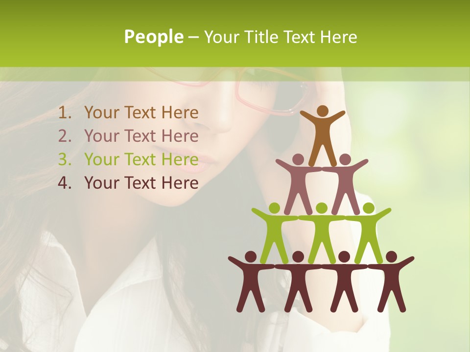 A Woman With Red Glasses Is Holding Her Head PowerPoint Template