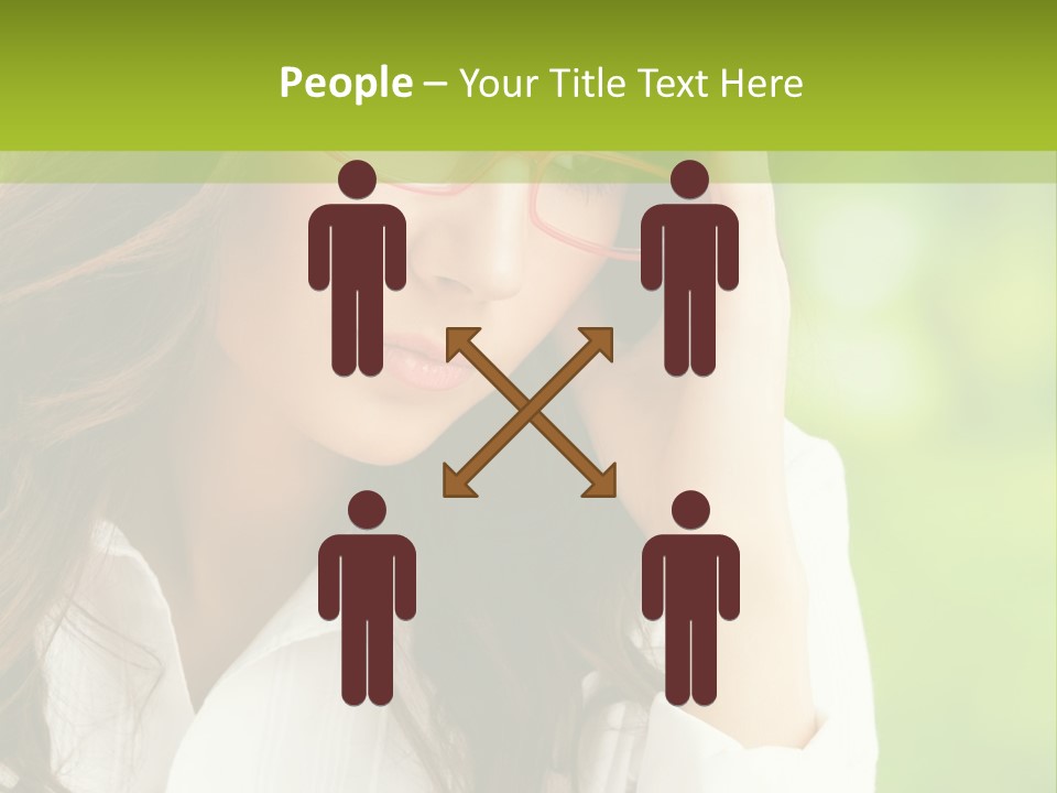 A Woman With Red Glasses Is Holding Her Head PowerPoint Template