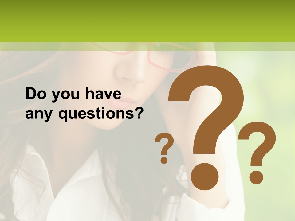 A Woman With Red Glasses Is Holding Her Head PowerPoint Template