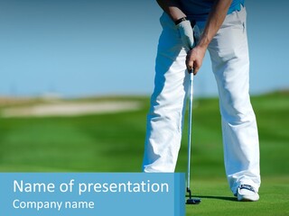 A Man Putting A Golf Ball On The Green PowerPoint Template