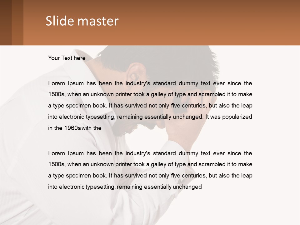 A Man Holding His Head In His Hands PowerPoint Template