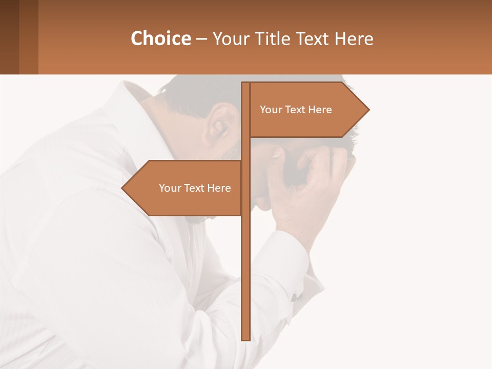 A Man Holding His Head In His Hands PowerPoint Template