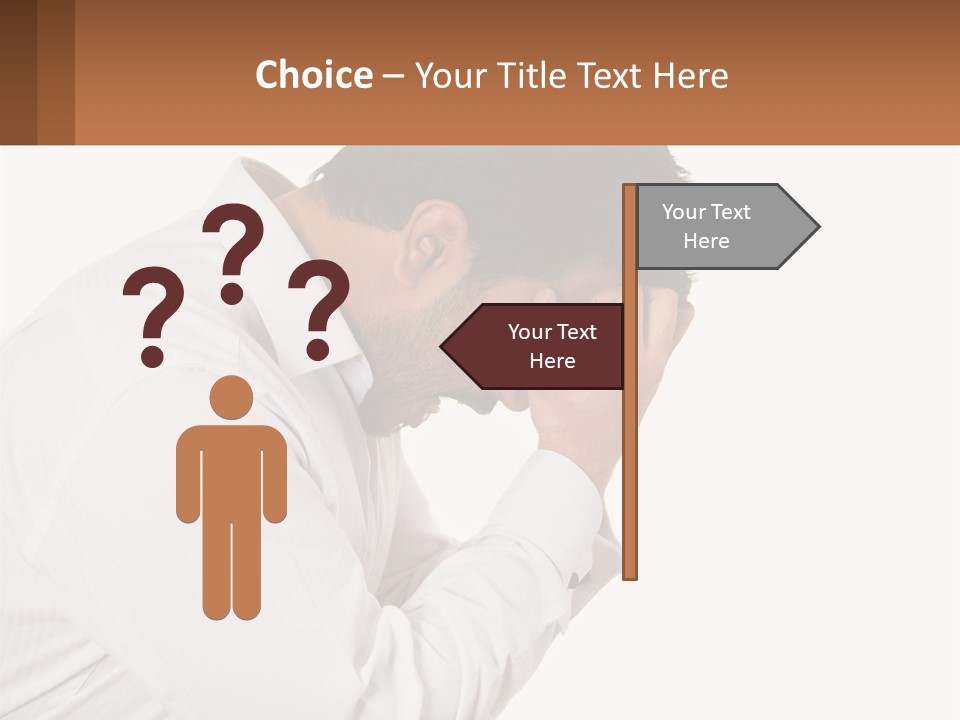 A Man Holding His Head In His Hands PowerPoint Template