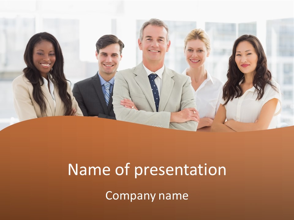 A Group Of People Standing In Front Of A Window PowerPoint Template