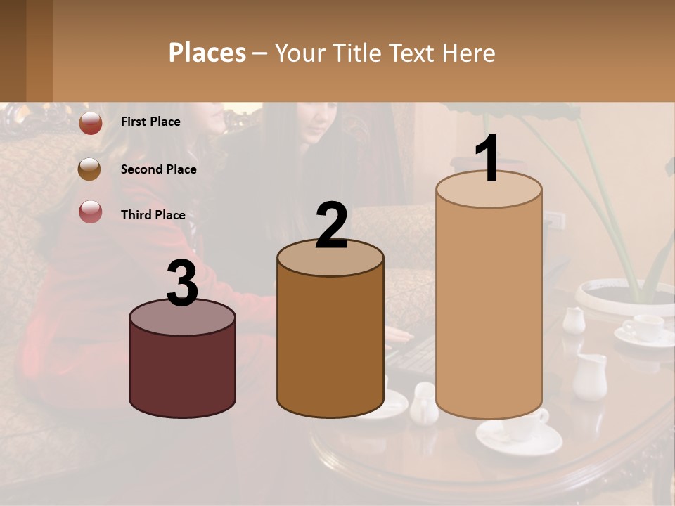 Two Women Sitting On A Couch Looking At A Laptop PowerPoint Template