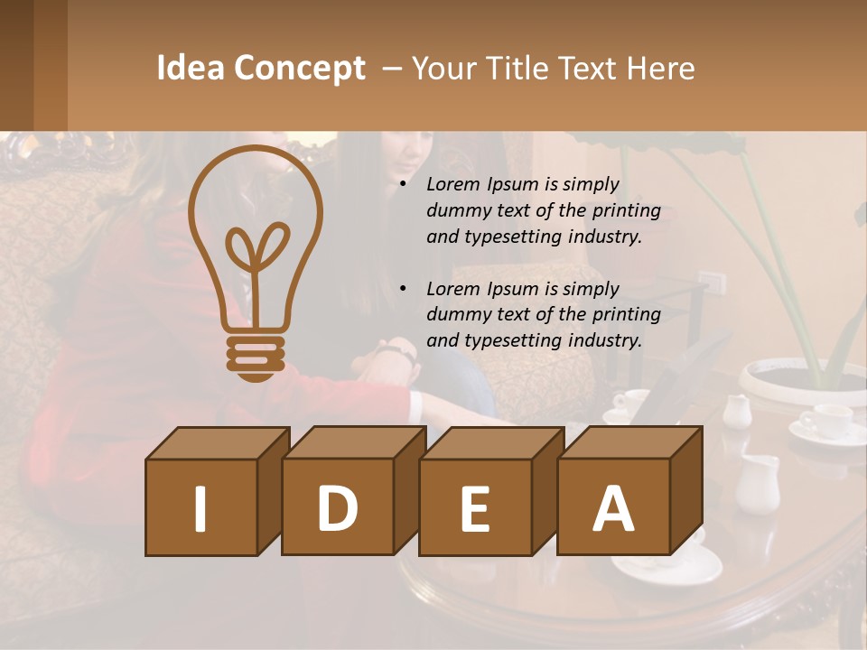 Two Women Sitting On A Couch Looking At A Laptop PowerPoint Template