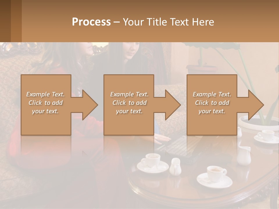 Two Women Sitting On A Couch Looking At A Laptop PowerPoint Template