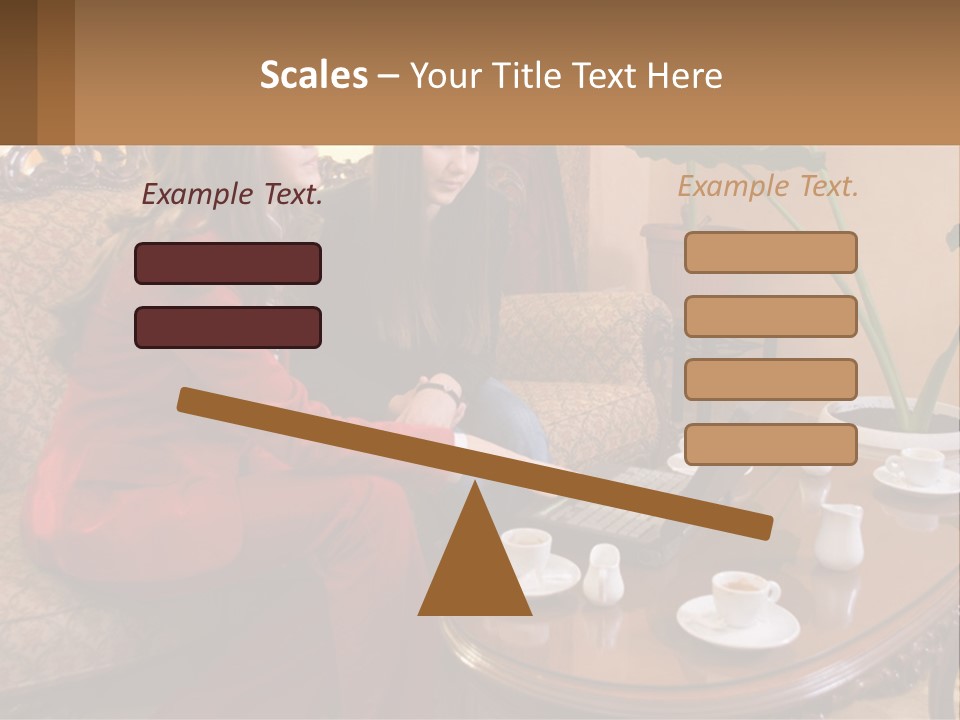 Two Women Sitting On A Couch Looking At A Laptop PowerPoint Template
