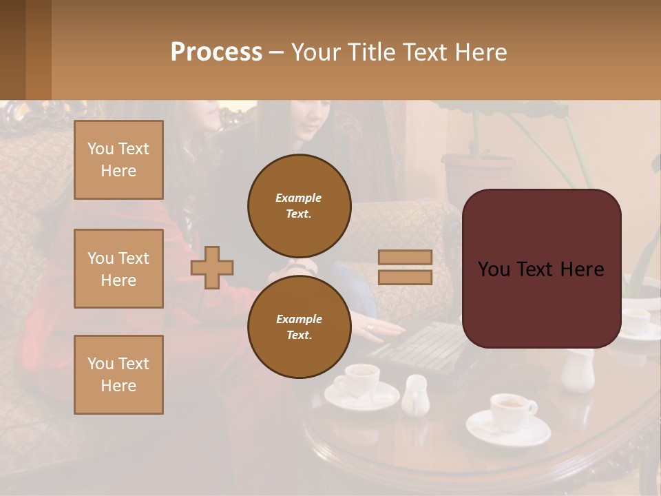 Two Women Sitting On A Couch Looking At A Laptop PowerPoint Template