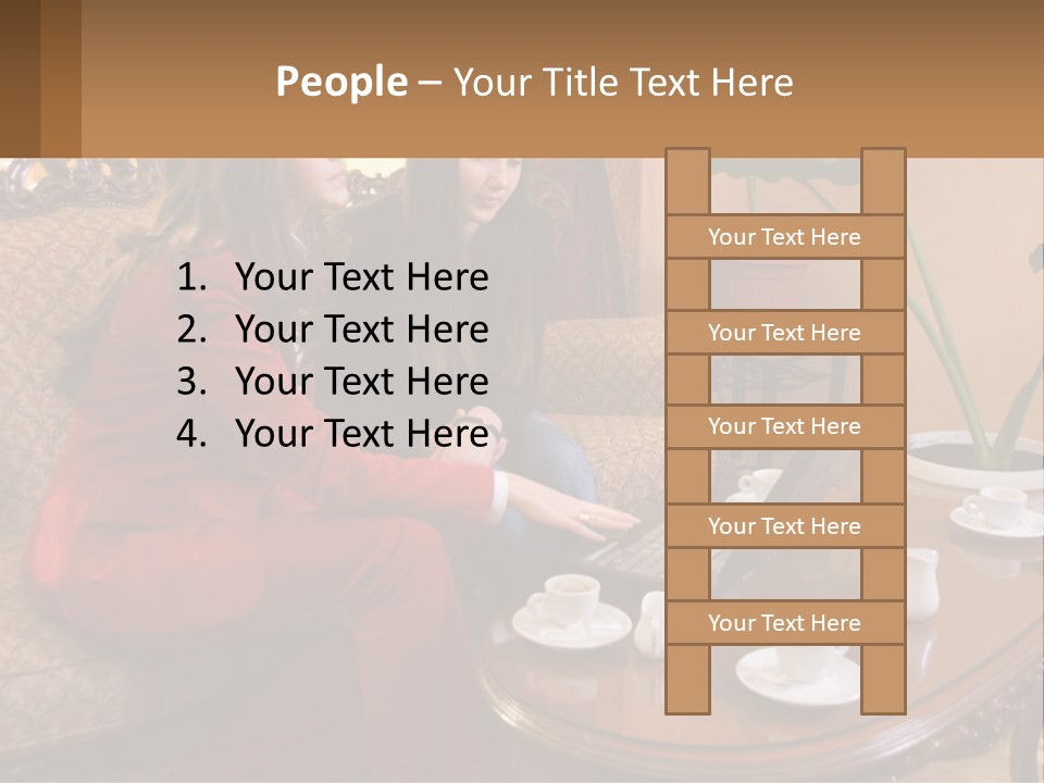 Two Women Sitting On A Couch Looking At A Laptop PowerPoint Template