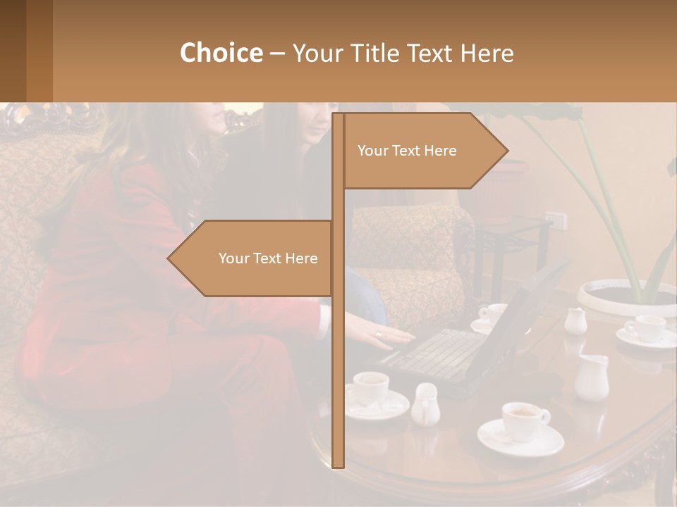 Two Women Sitting On A Couch Looking At A Laptop PowerPoint Template