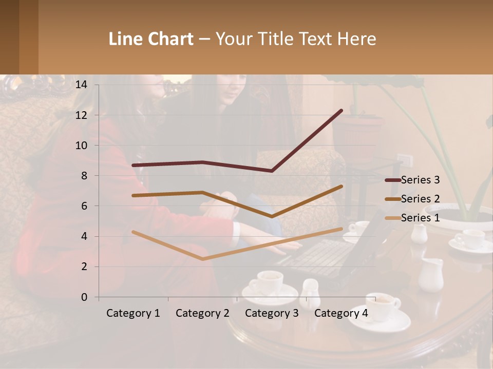 Two Women Sitting On A Couch Looking At A Laptop PowerPoint Template