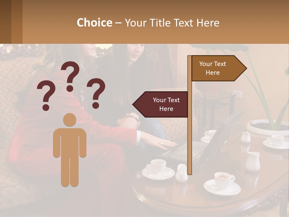 Two Women Sitting On A Couch Looking At A Laptop PowerPoint Template