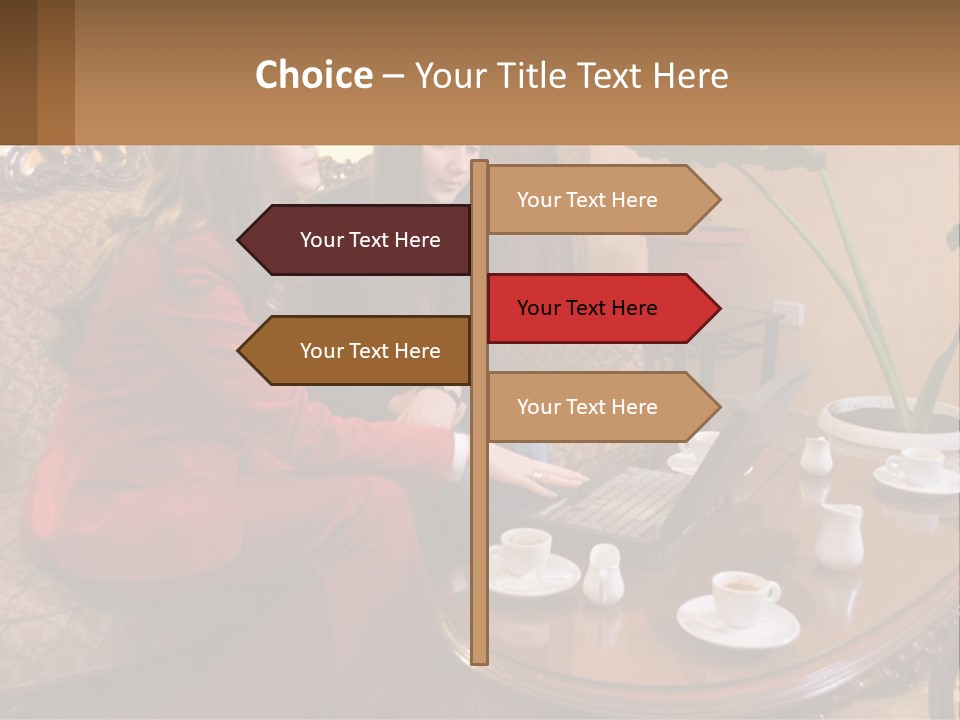 Two Women Sitting On A Couch Looking At A Laptop PowerPoint Template