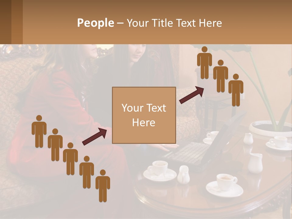 Two Women Sitting On A Couch Looking At A Laptop PowerPoint Template