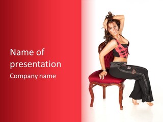 A Woman Sitting On Top Of A Red Chair PowerPoint Template