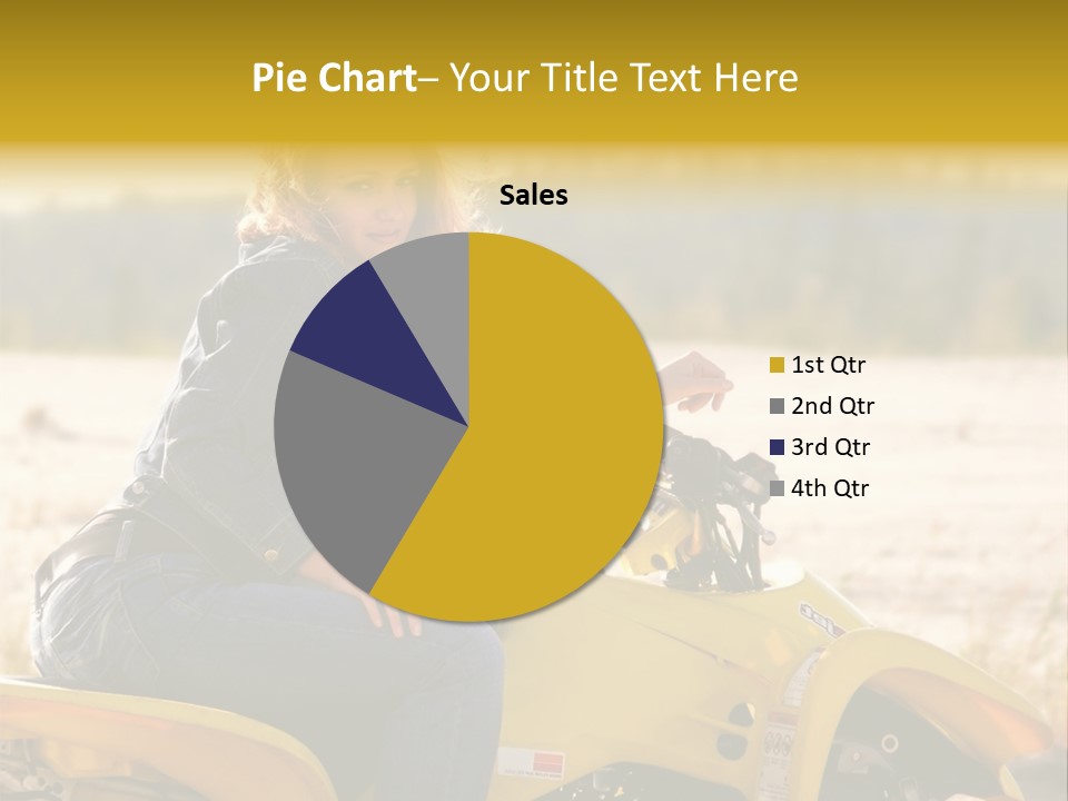 A Woman Is Sitting On A Yellow Motorcycle PowerPoint Template