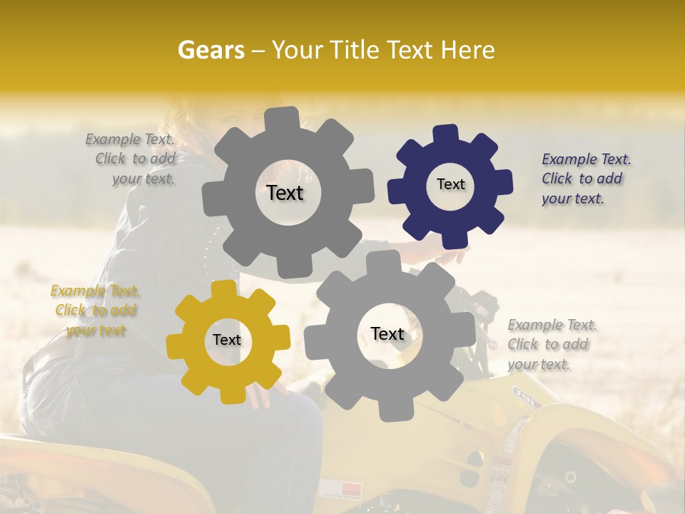 A Woman Is Sitting On A Yellow Motorcycle PowerPoint Template
