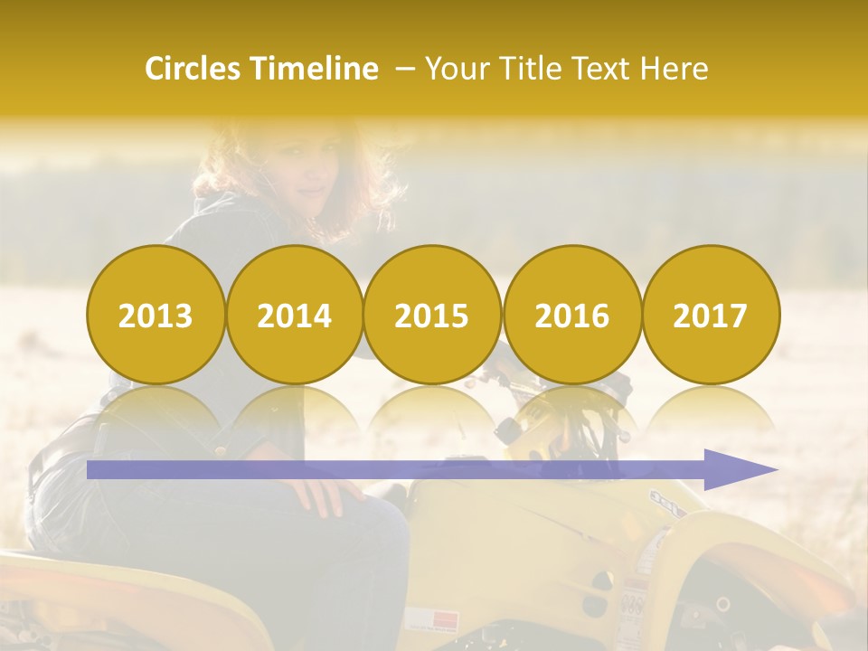 A Woman Is Sitting On A Yellow Motorcycle PowerPoint Template