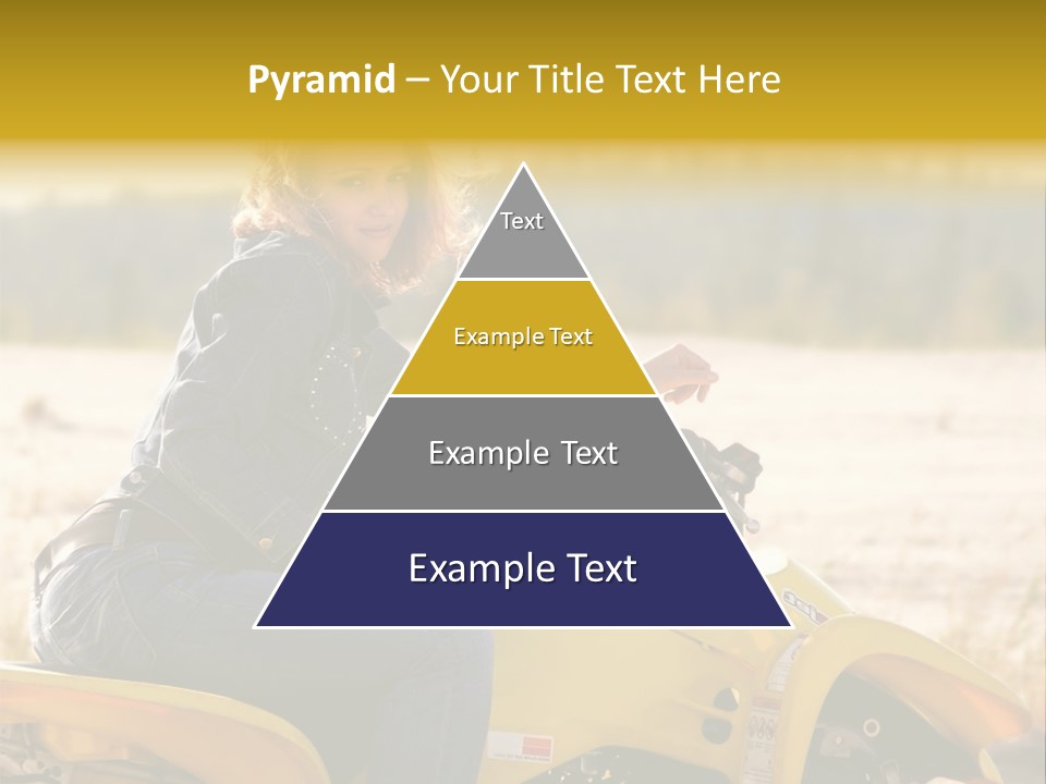 A Woman Is Sitting On A Yellow Motorcycle PowerPoint Template