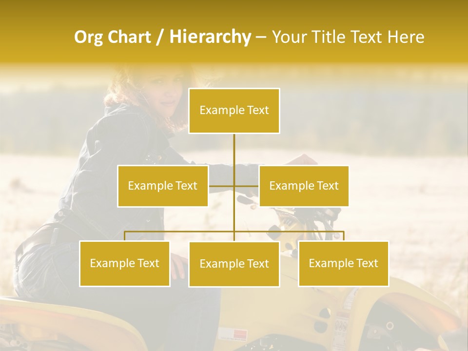 A Woman Is Sitting On A Yellow Motorcycle PowerPoint Template