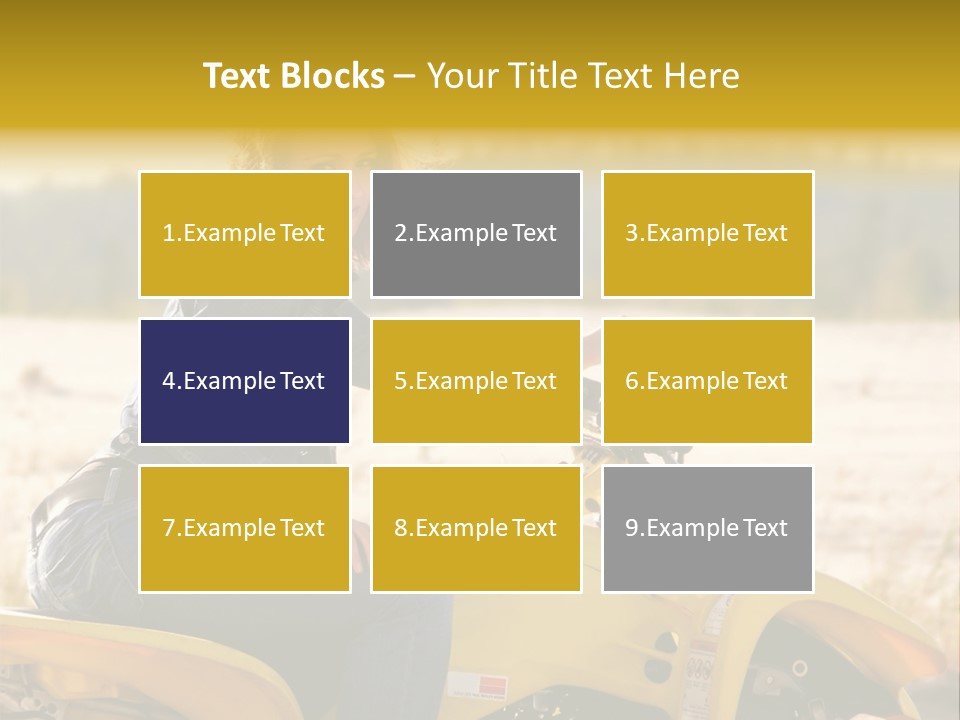 A Woman Is Sitting On A Yellow Motorcycle PowerPoint Template