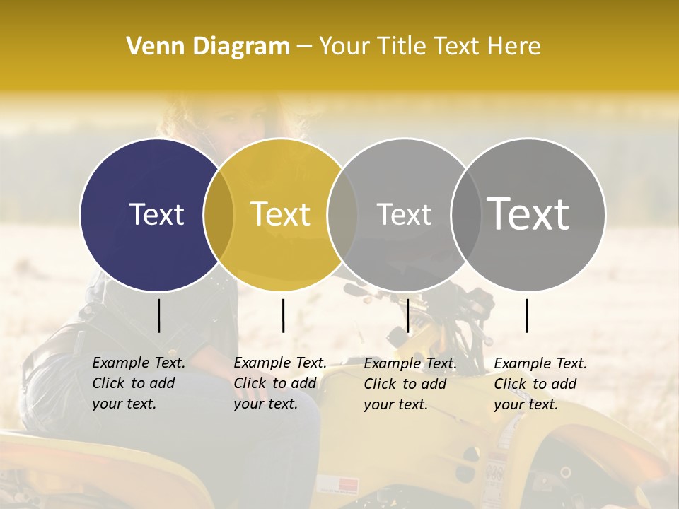 A Woman Is Sitting On A Yellow Motorcycle PowerPoint Template